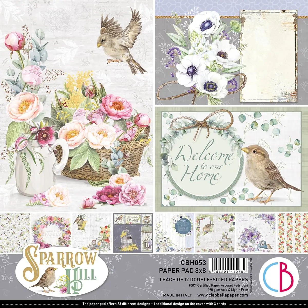 Ciao Bella Sparrow Hill Paper Pad 8X8 12/Pkg 1