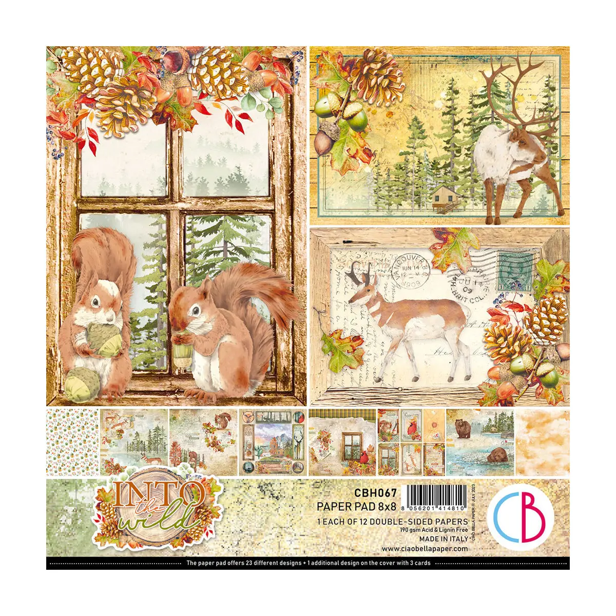 Ciao Bella Into The Wild Paper Pad 8"X8" 12/Pkg 1