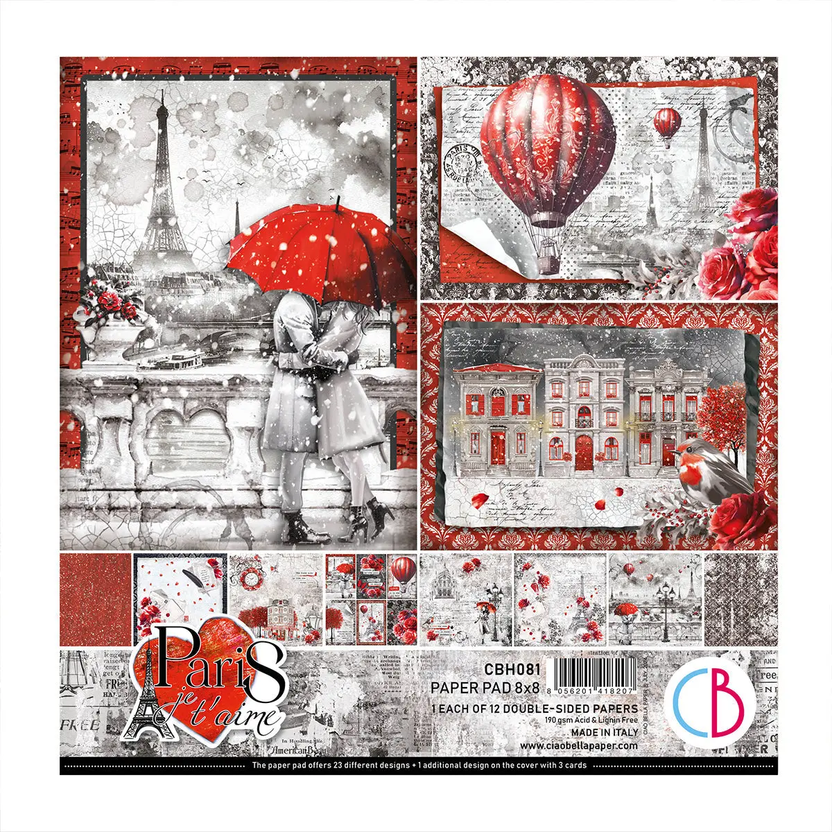 Paris Je T’Aime Pad 8"X8" 12/Pkg 1