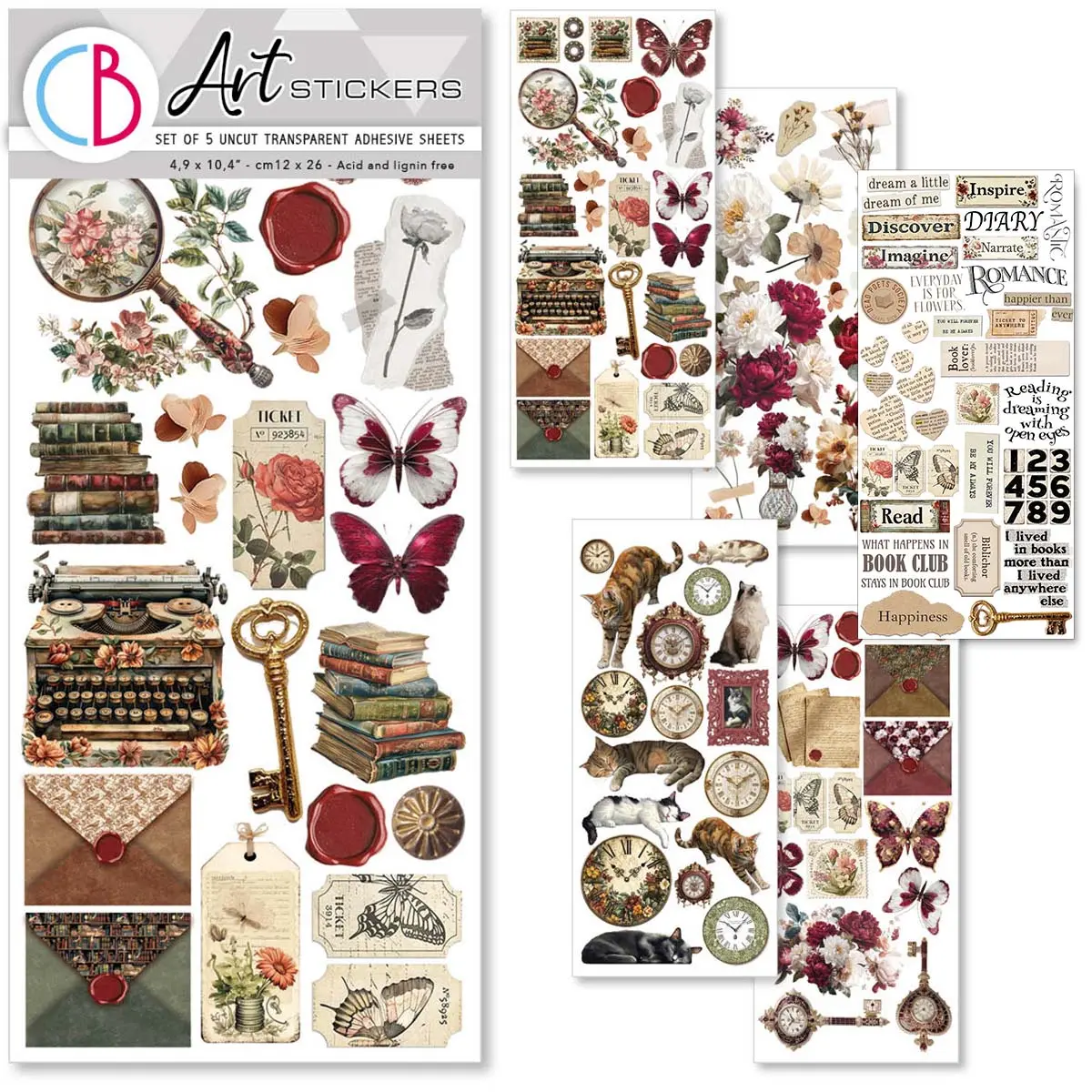 Book Lover Transparent Adhesive Sheets  5/Pkg 1