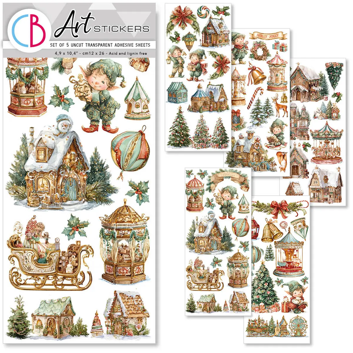 The Jolly Elfs Transparent Adhesive Sheets 5/Pkg 1