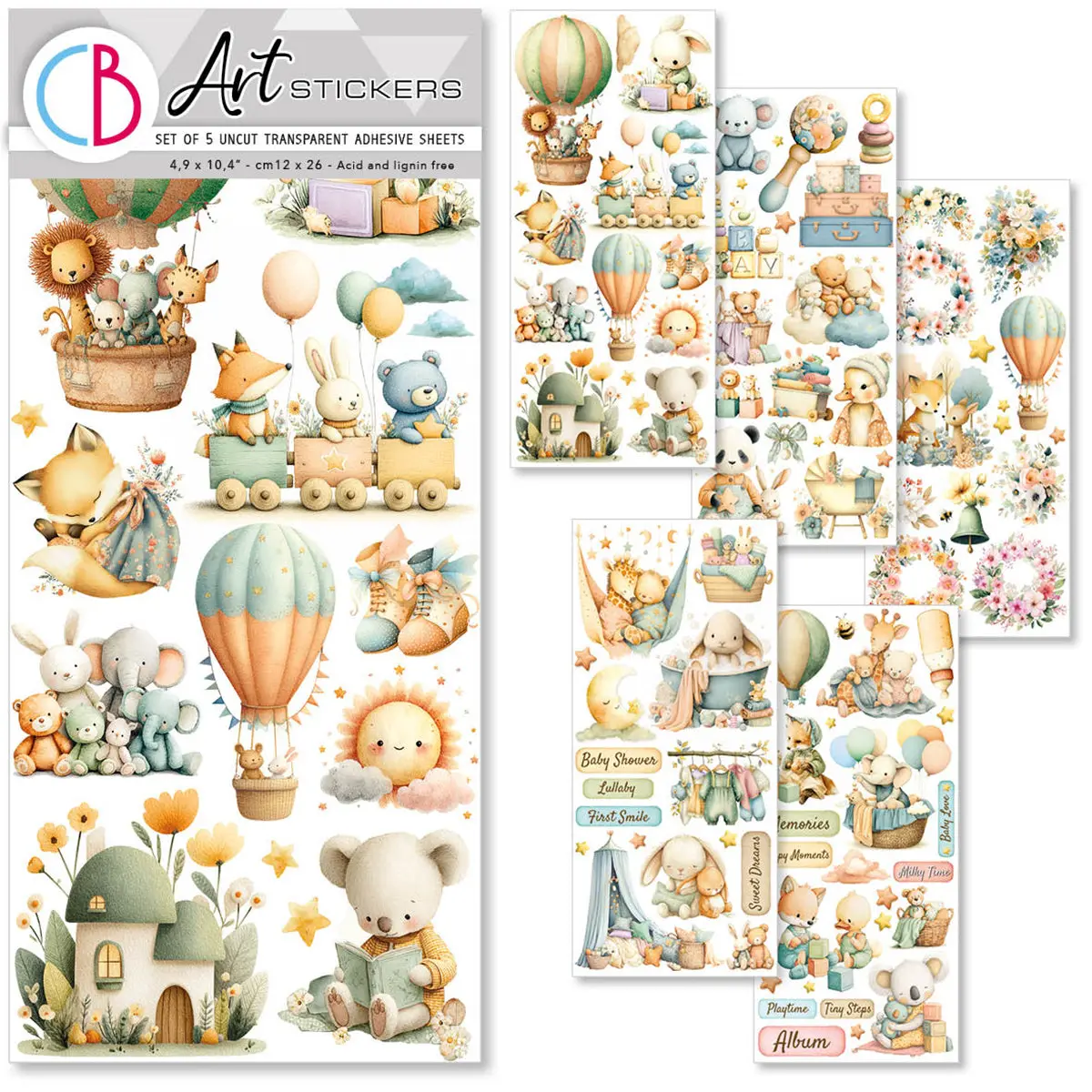 Art Stickers Lunibloom Transparent Adhesive Sheets 5/Pkg 1