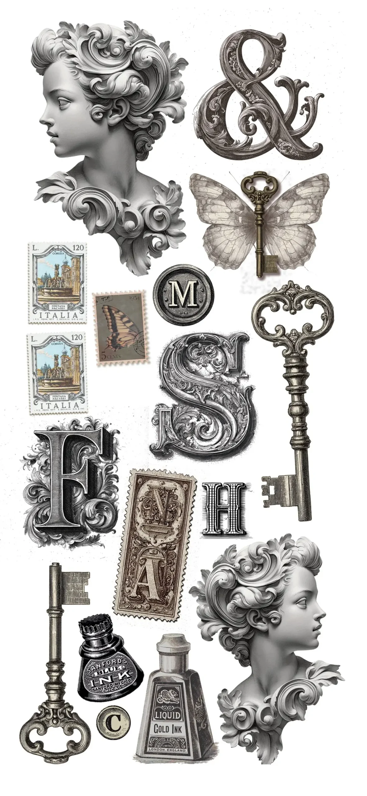 Typographic Art Stickers Transparent Adhesive Sheets 5/Pkg 1