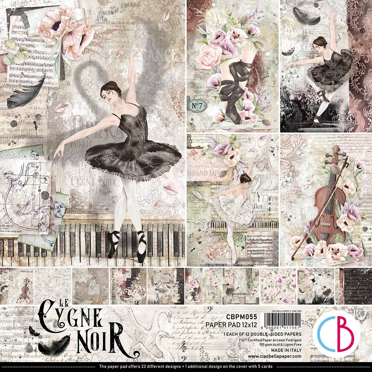 Ciao Bella Cygne Noir Paper Pad 12X12 12/Pkg 1