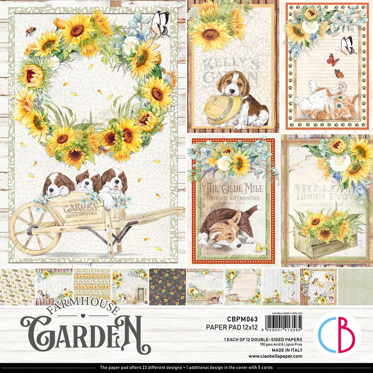 Ciao Bella Farmhouse Garden Paper Pad 12"X12" 12/Pkg 1