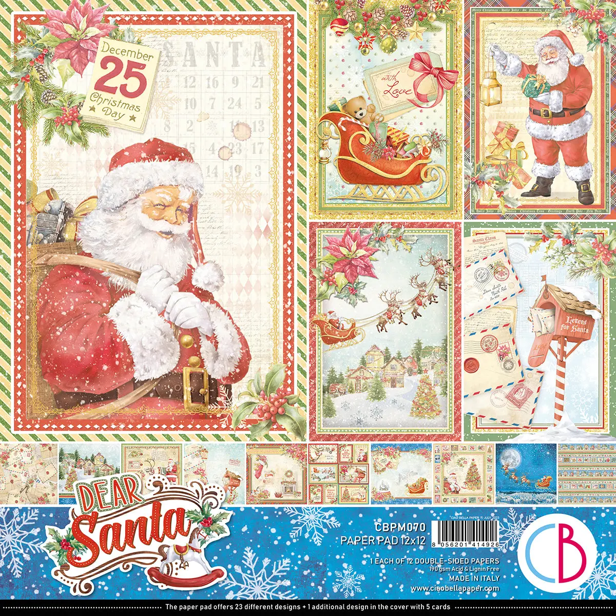 Ciao Bella Dear Santa Paper Pad 12"X12" 12/Pkg 1