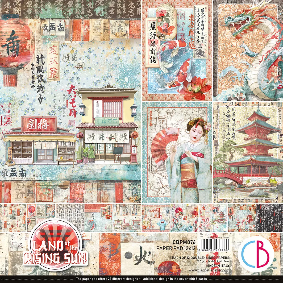 Land Of The Rising Sun Paper Pad 12"X12" 12/Pkg 1