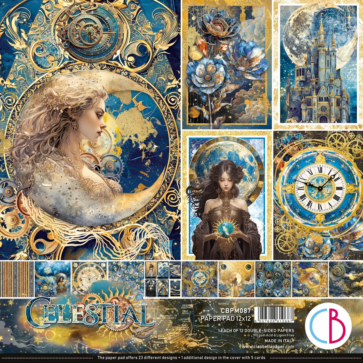 Celestial Paper Pad 12"X12" 12/Pkg 1