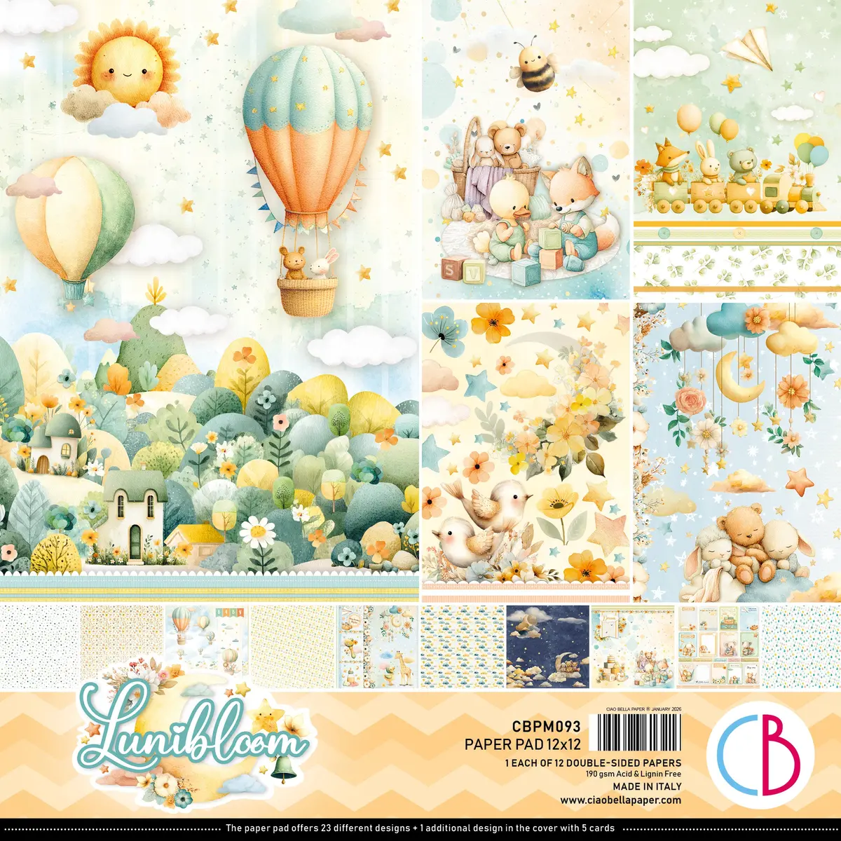 Lunibloom Paper Pad 12"X12" 12/Pkg 1