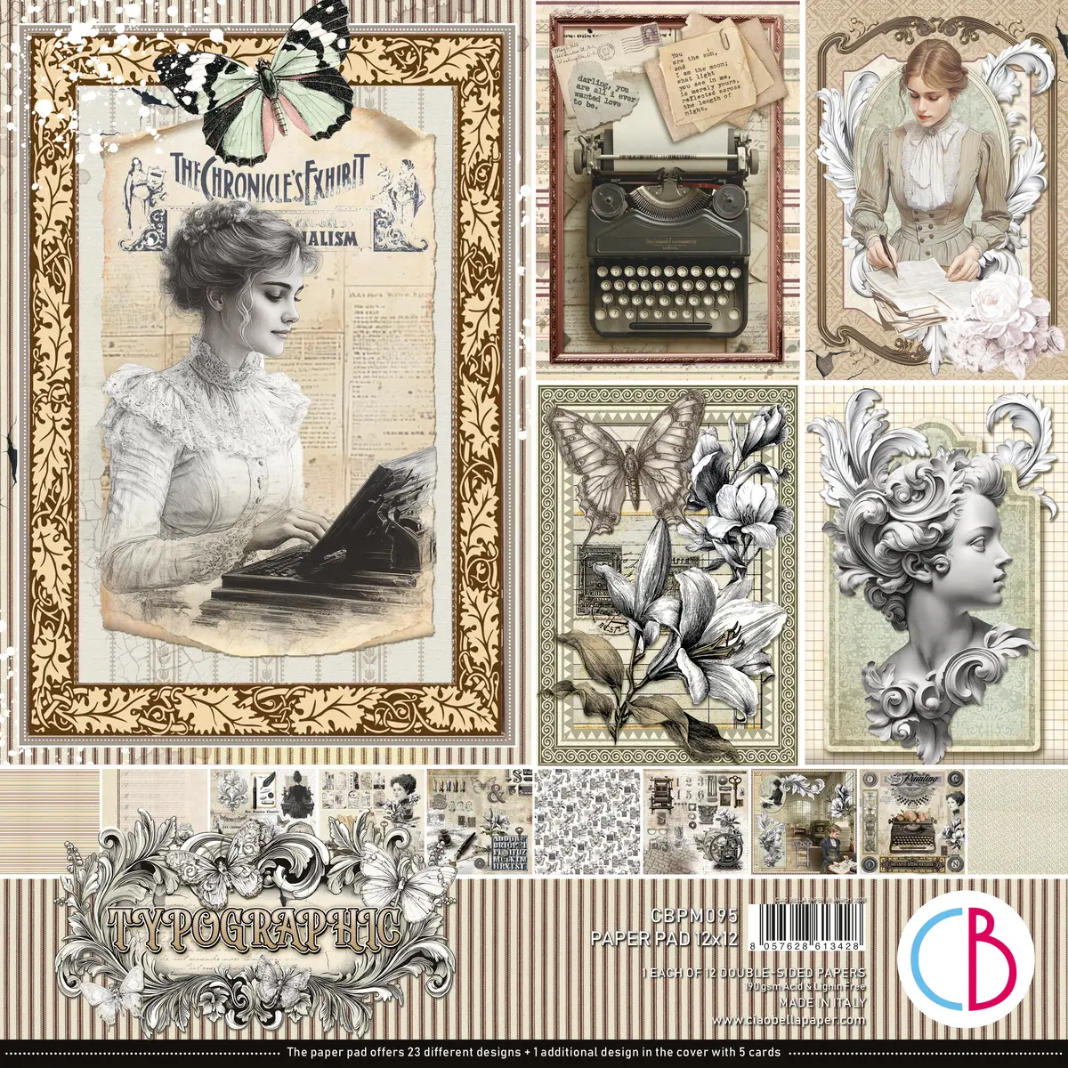 Typographic Paper Pad 12"X12" 12/Pkg 1