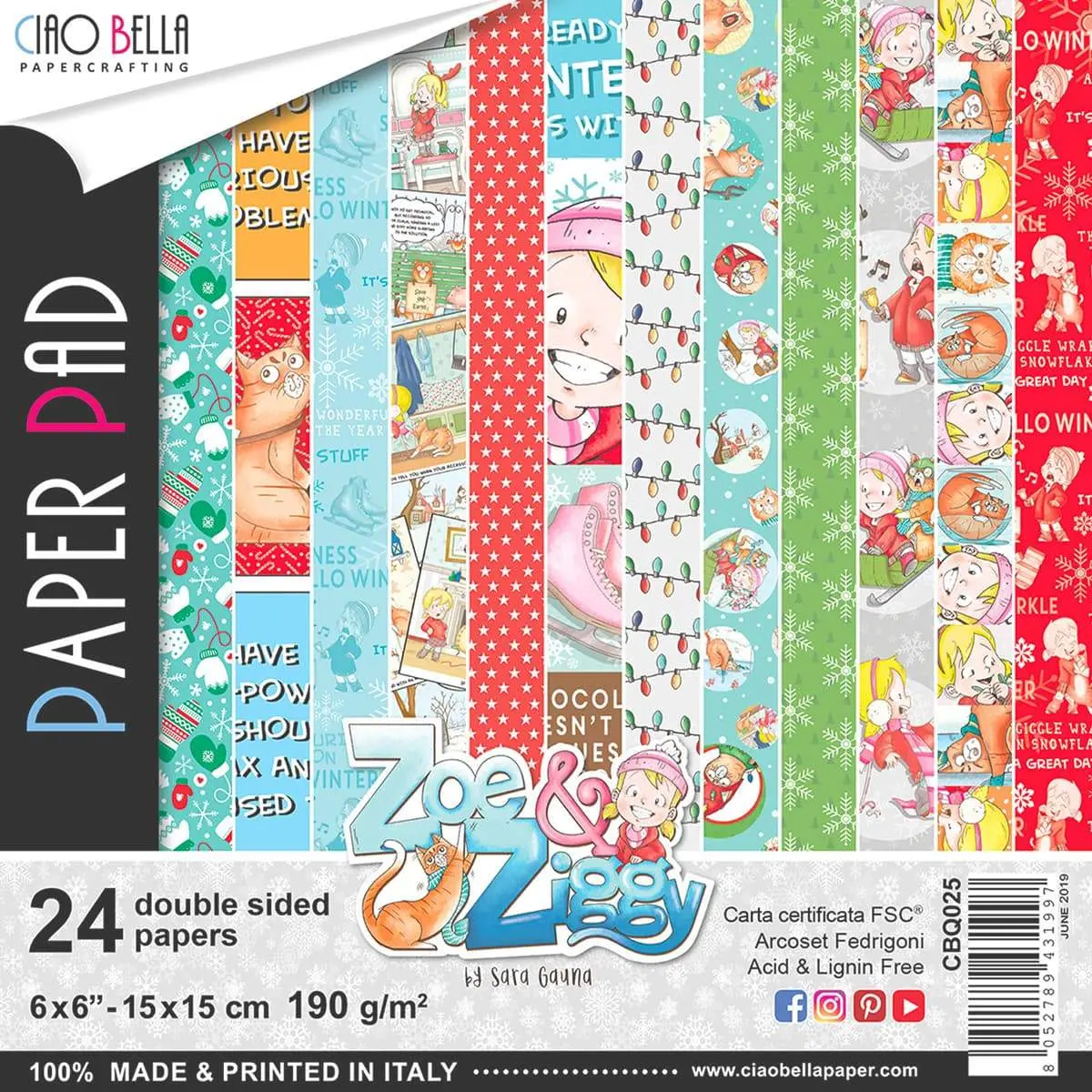 Ciao Bella Zoe & Ziggy Paper Pad 6"X6" 24/Pkg 1