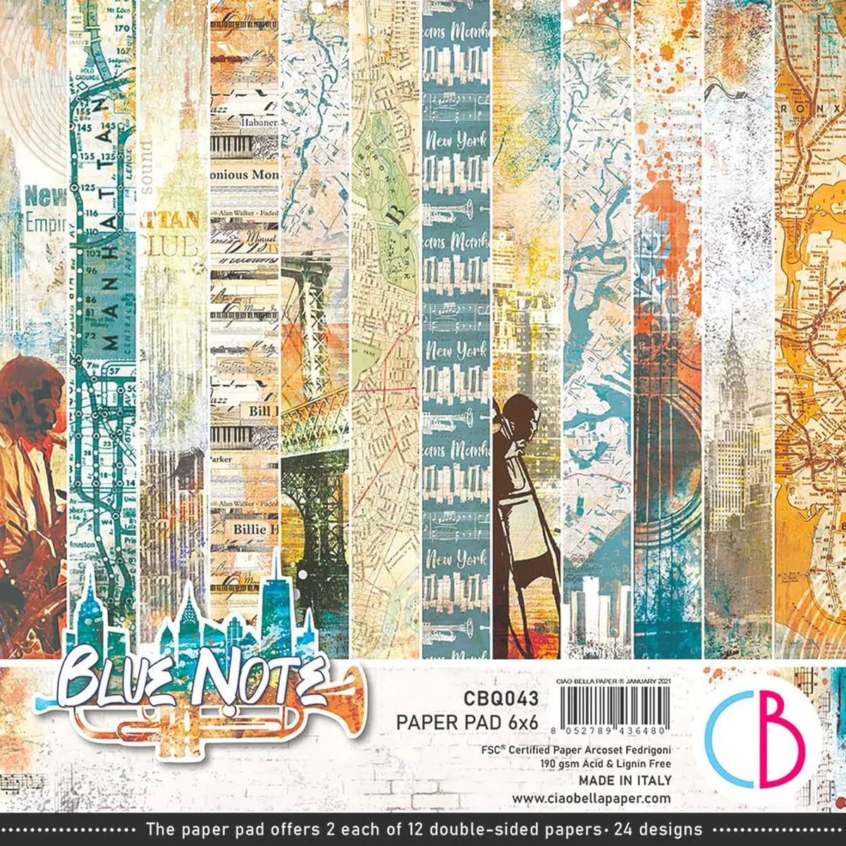 Ciao Bella Blue Note Paper Pad 6"X6" 24/Pkg 1
