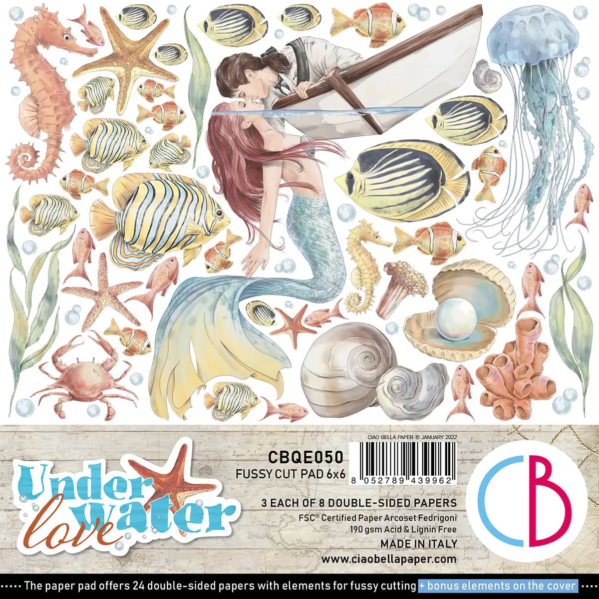 Ciao Bella Underwater Love Fussy Cut Pad 6"X6" 24/Pkg 1