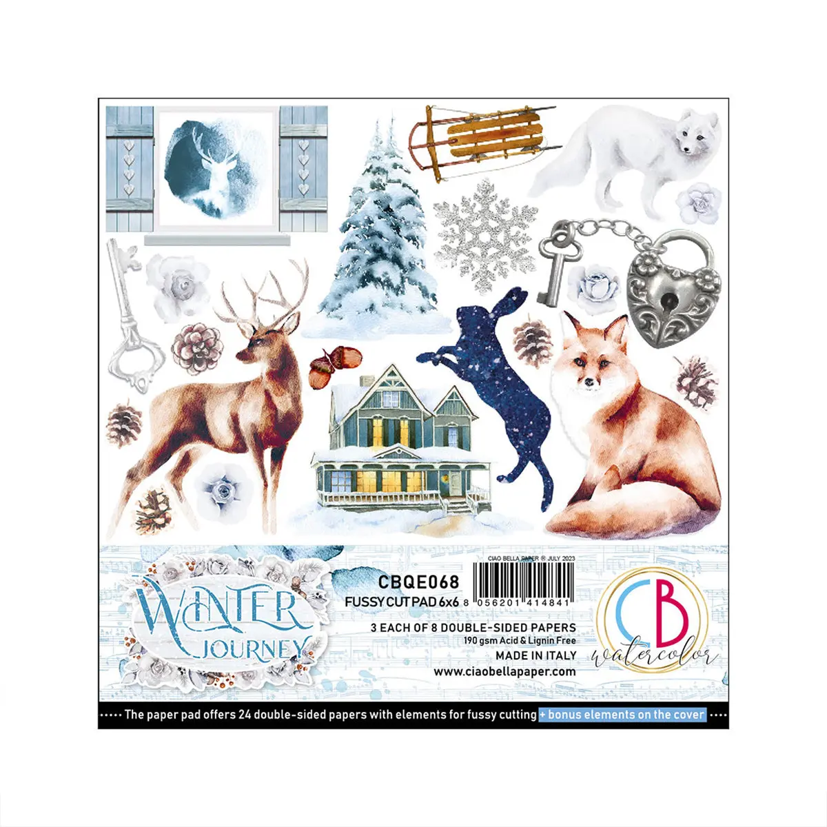Ciao Bella Winter Journey Fussy Cut Pad 6"X6" 24/Pkg 1