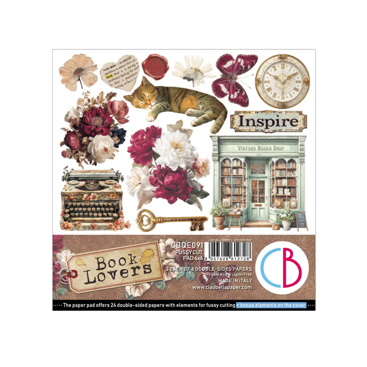 Book Lovers Fussy Cut Pad 6"X6" 24/Pkg 1