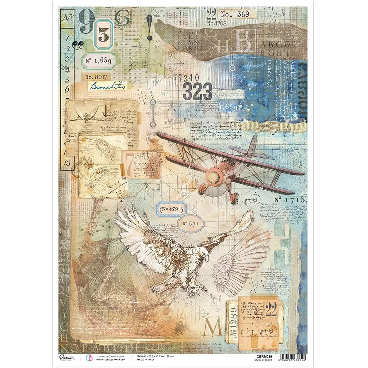 Ciao Bella Rice Paper A3 Study Of Flight - 3 Sheets 1