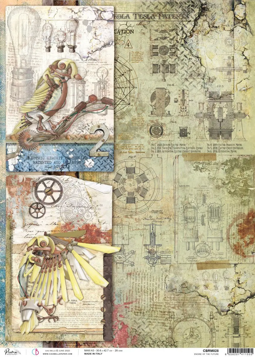 Ciao Bella Rice Paper A3 Piuma Engine Of The Future - 3 Sheets 1