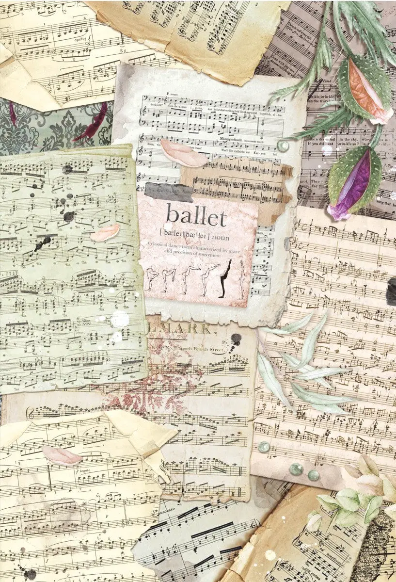 Ciao Bella Rice Paper A3 Piuma Ancient Musical Scores - 3 Sheets 1