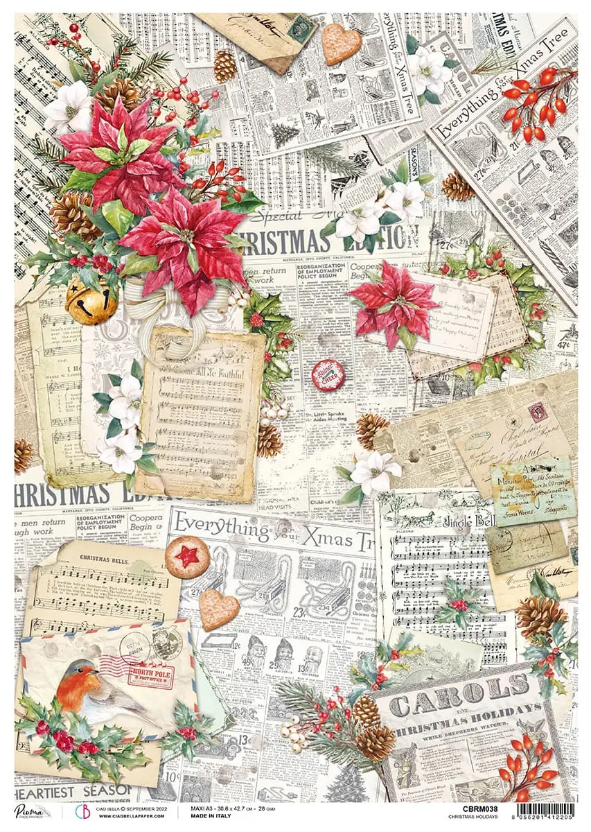 Rice Paper A3 Piuma Christmas Carols - 3 Sheets 1