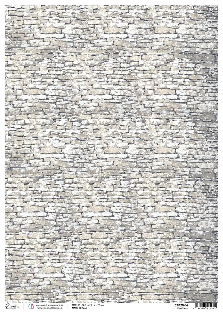 Rice Paper A3 Piuma Stone Wall - 3 Sheets 1