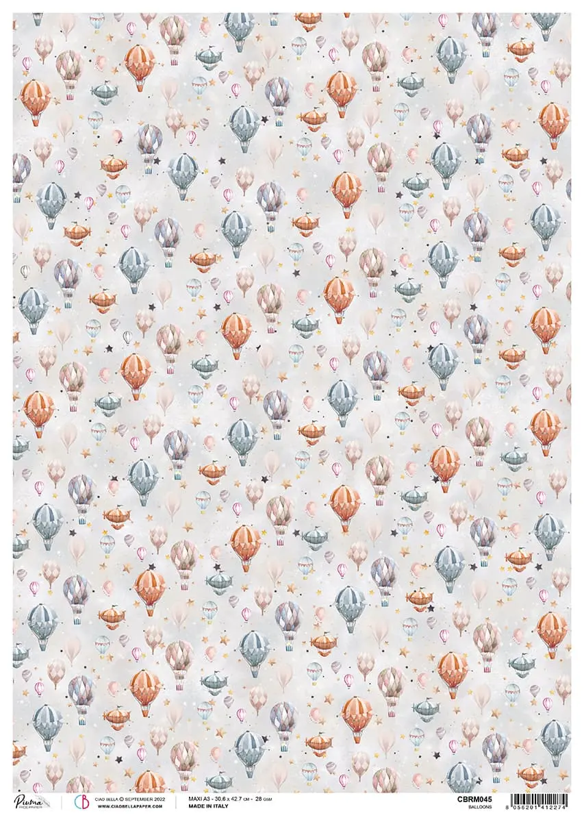 Rice Paper A3 Piuma Balloons - 3 Sheets 1
