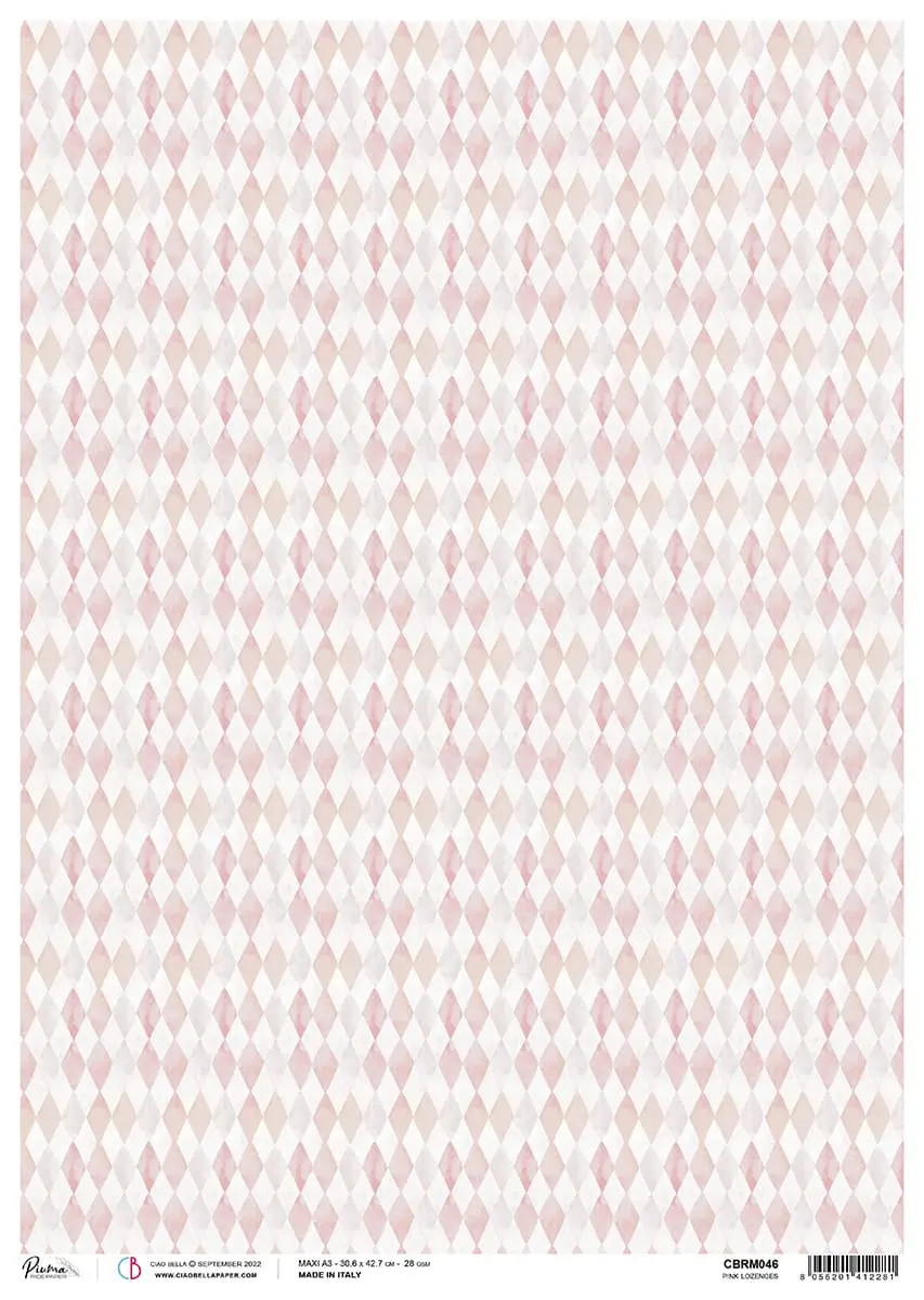 Rice Paper A3 Piuma Pink Lozenges -  3 Sheets 1