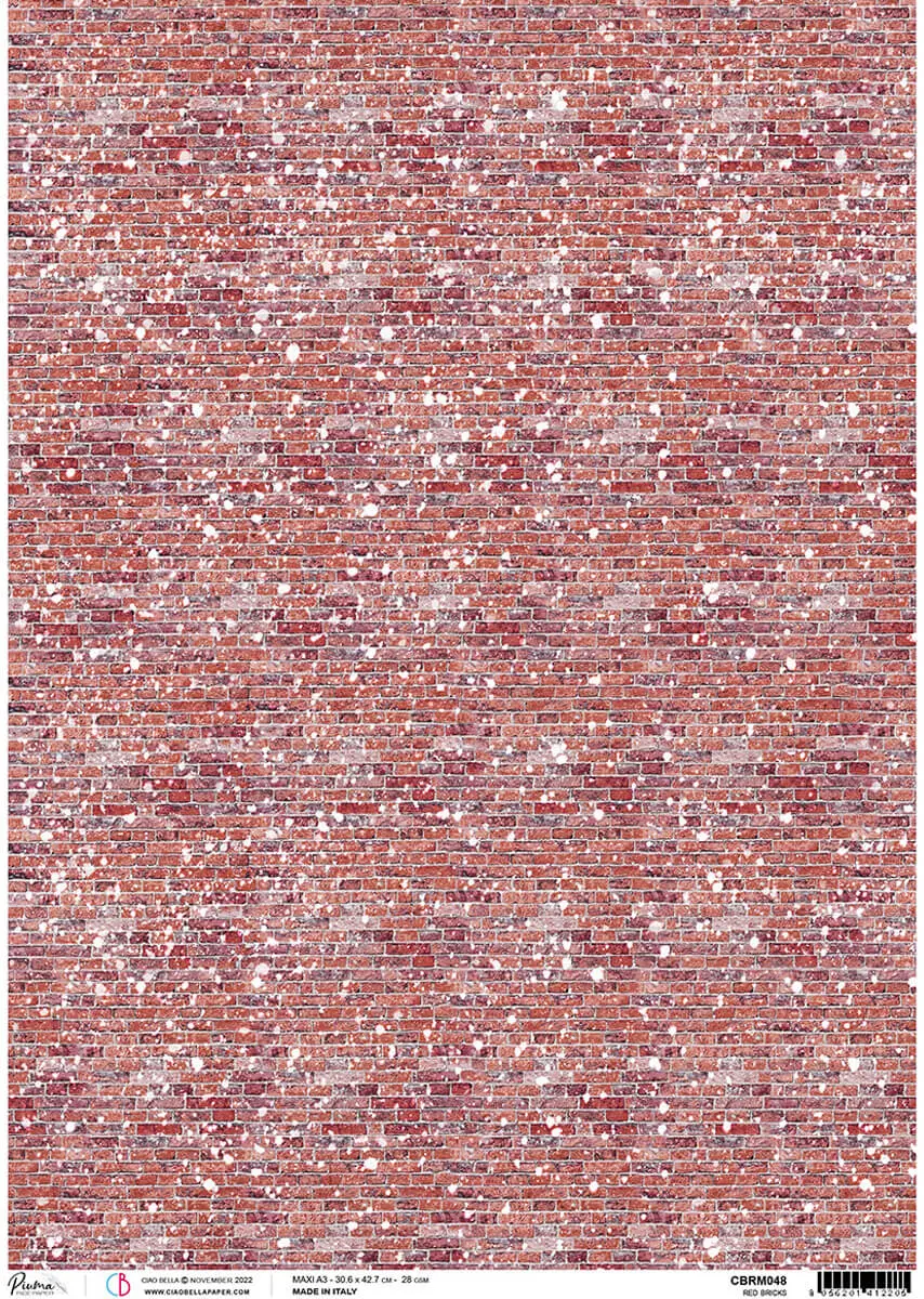 Rice Paper A3 Piuma Red Bricks - 3 Sheets 1