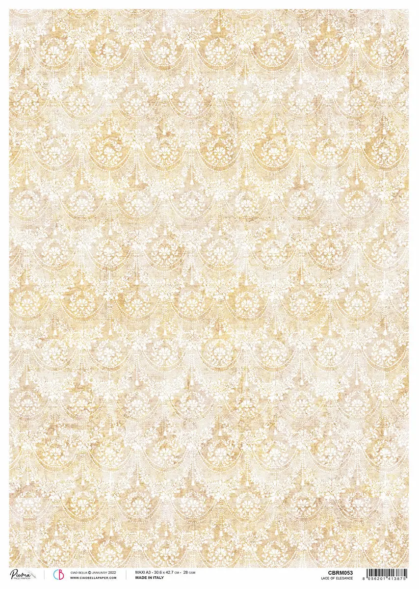 Rice Paper A3 Piuma Lace Of Elegance - 3 Sheets 1