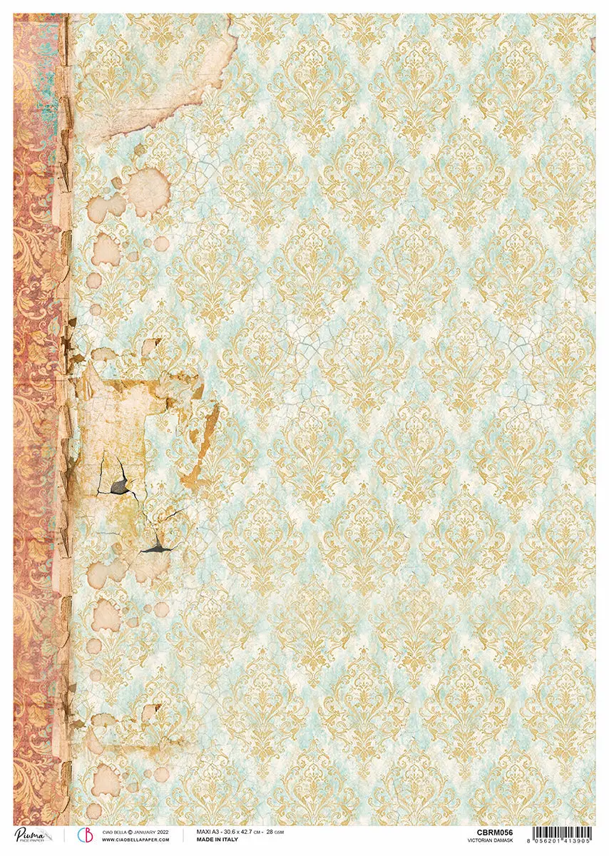 Rice Paper A3 Piuma Victorian Damask - 3 Sheets 1