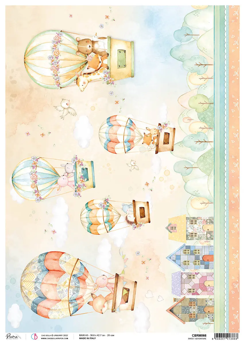 Ciao Bella Rice Paper A3 Piuma Sweet Adventure - 3 Sheets 1