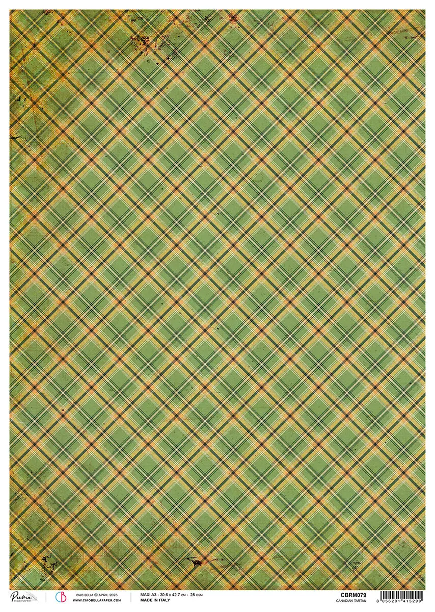 Ciao Bella Rice Paper A3 Piuma Canadian Tartan - 3 Sheets 1