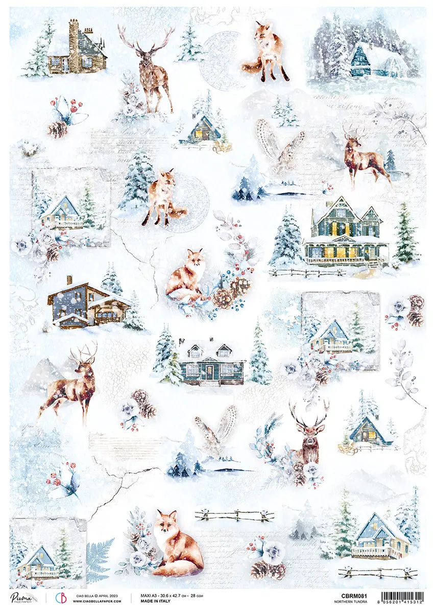 Ciao Bella Rice Paper A3 Piuma Northen Tundra - 3 Sheets 1
