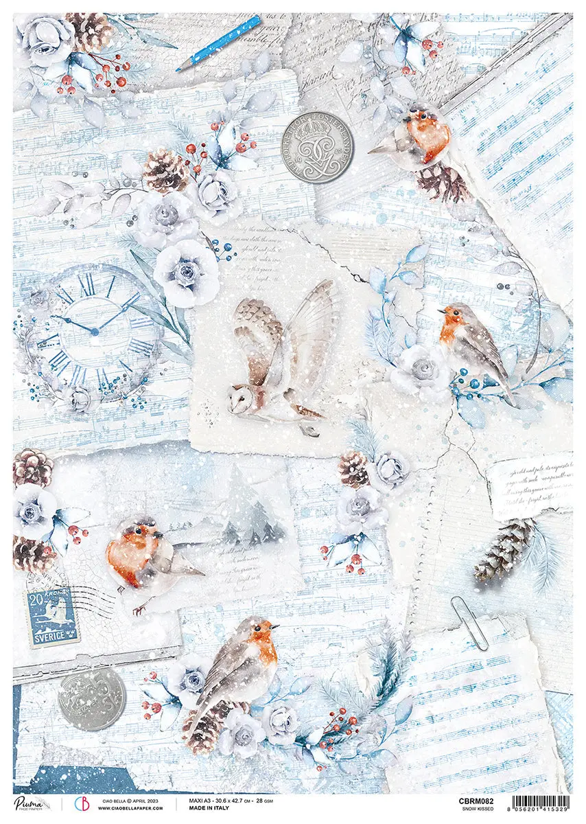 Ciao Bella Rice Paper A3 Piuma Snow Kissed - 3 Sheets 1