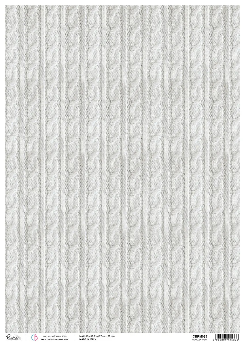 Ciao Bella Rice Paper A3 Piuma Woollen Weft - 3 Sheets 1