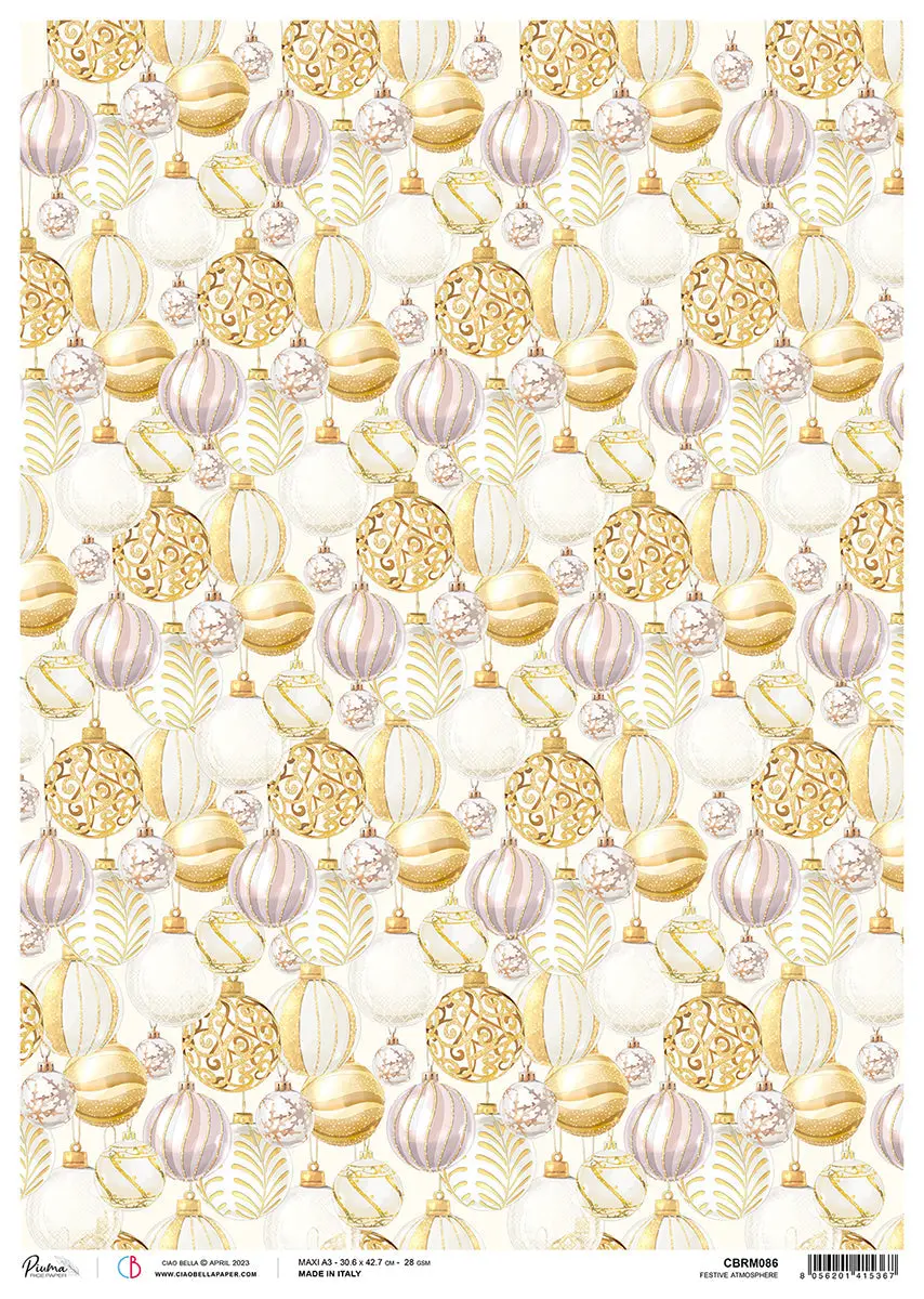 Ciao Bella Rice Paper A3 Piuma Festive Atmosphere - 3 Sheets 1