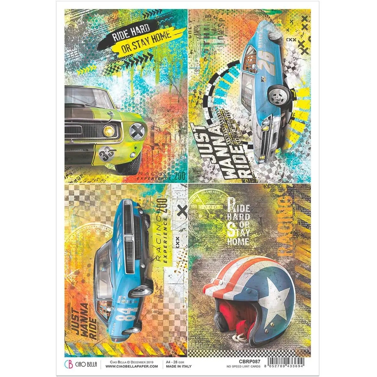 Ciao Bella Rice Paper A4 No Speed Limit Cards 1