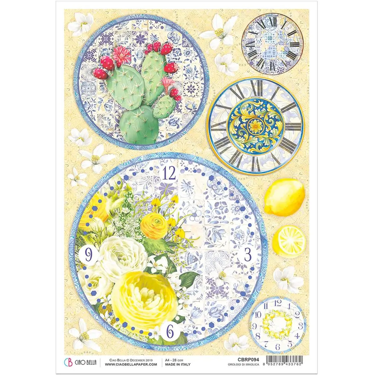 Ciao Bella Rice Paper A4 Orologi Di Maiolica 1