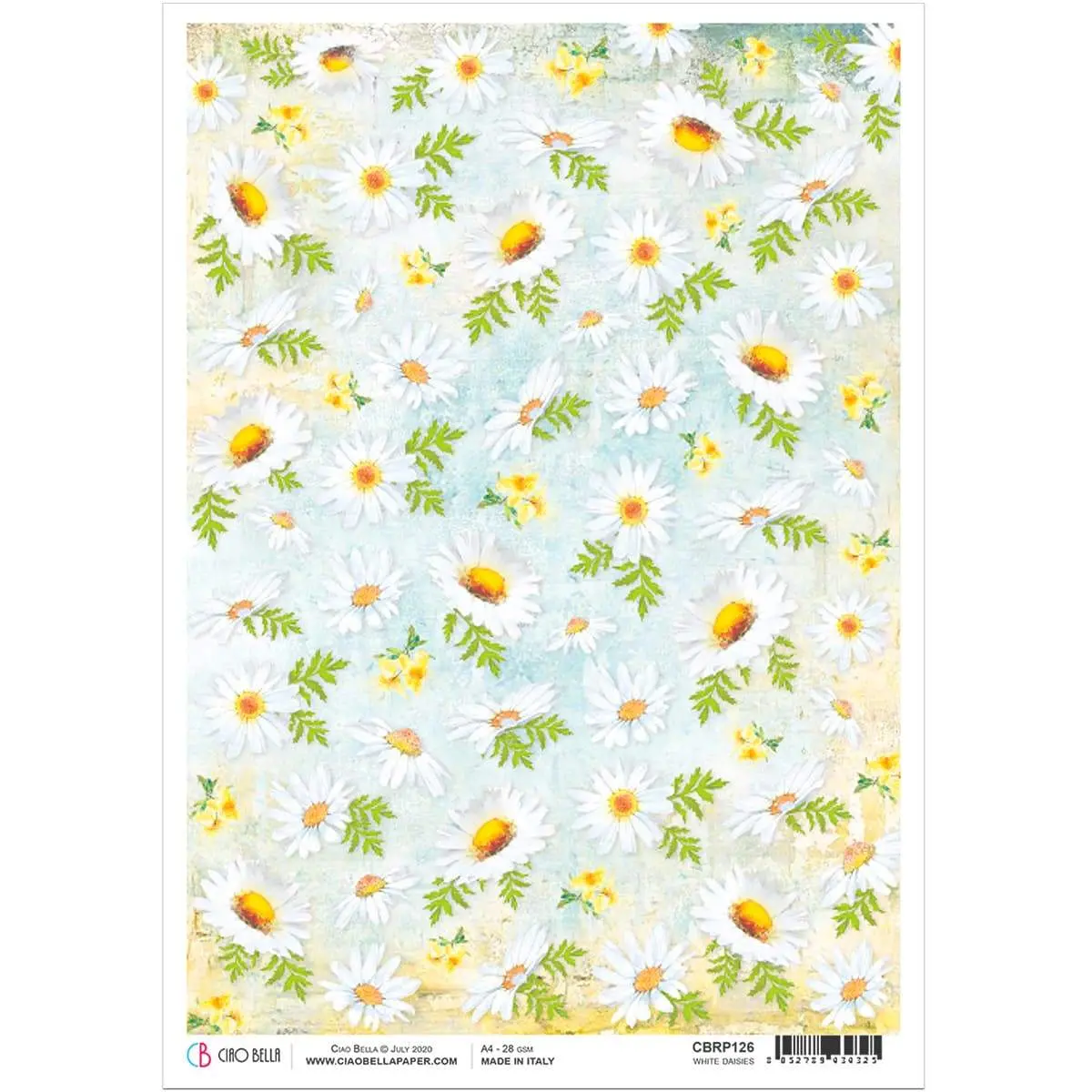 Ciao Bella Rice Paper A4 White Daisies 1