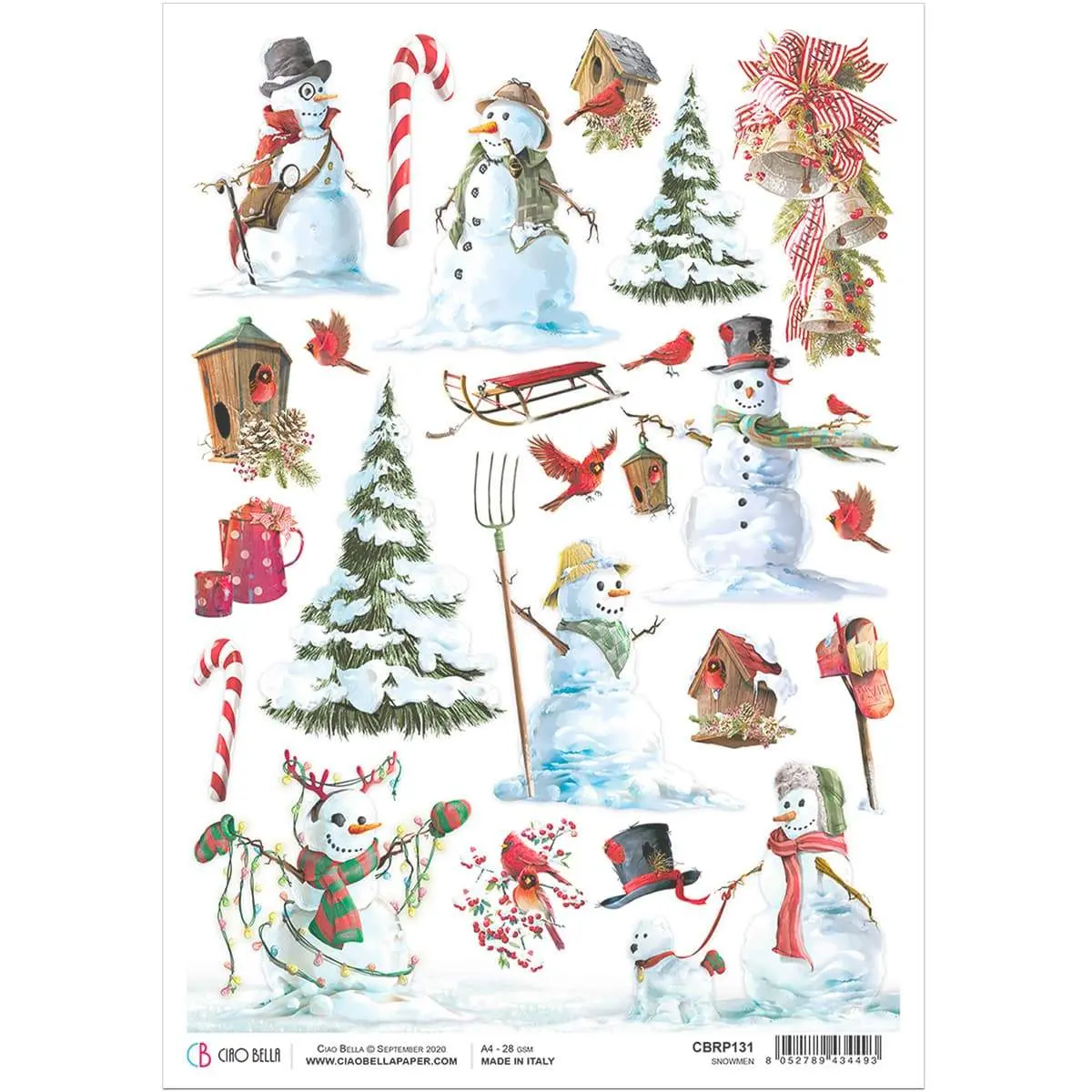 Ciao Bella Rice Paper A4 Snowmen 1
