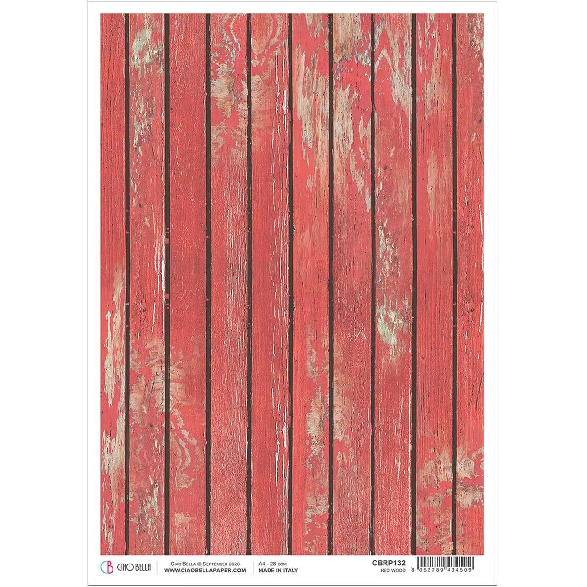 Ciao Bella Rice Paper A4 Red Wood 1
