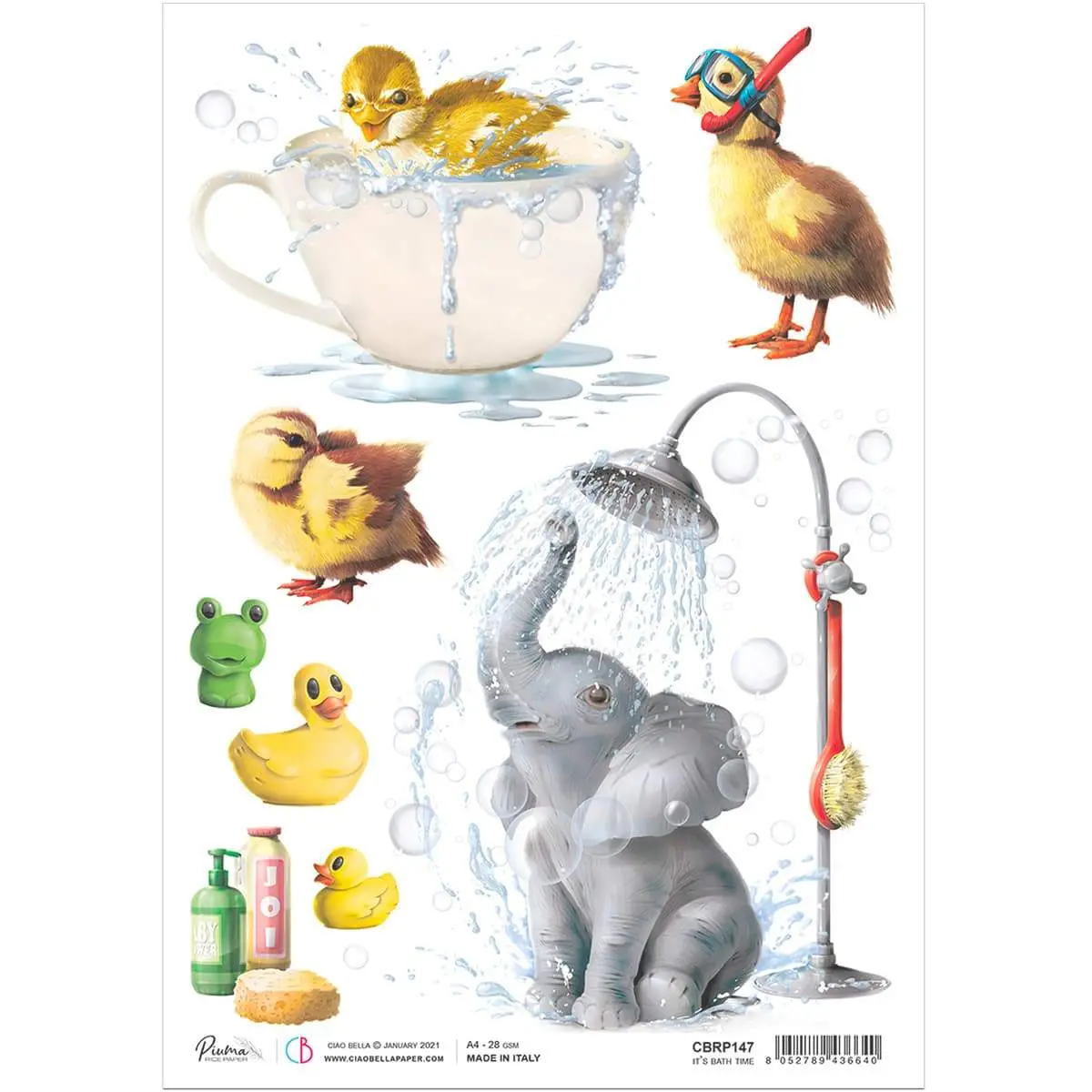 Ciao Bella Rice Paper A4 It's Bath Time 1