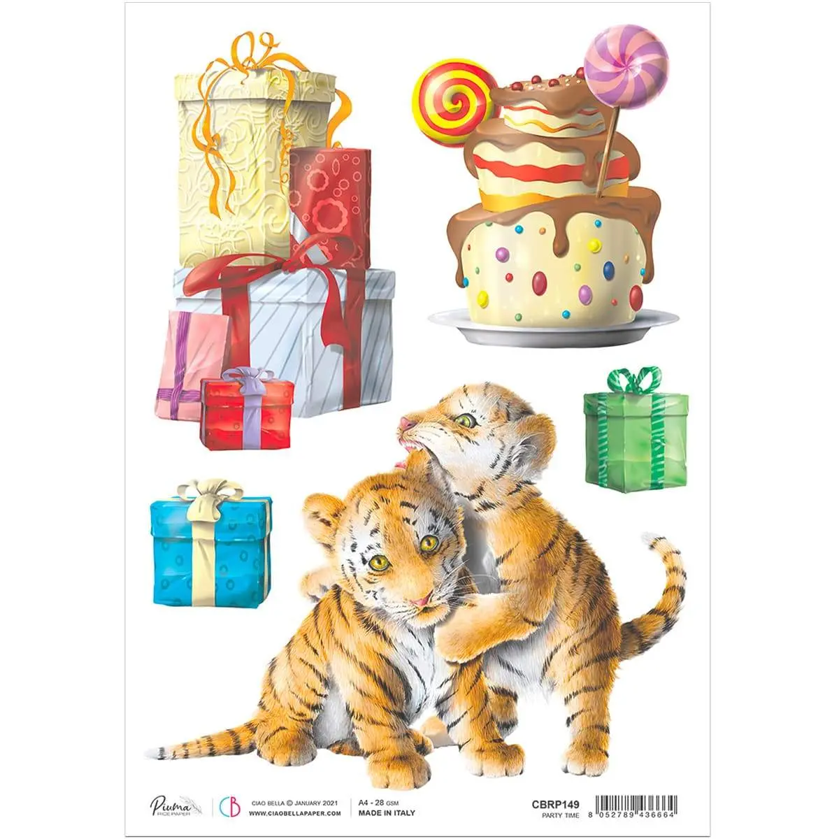 Ciao Bella Rice Paper A4 Party Time 1