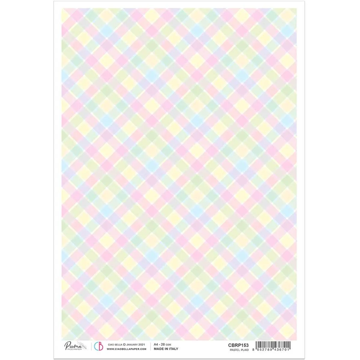 Ciao Bella Rice Paper A4 Pastel Plaid 1
