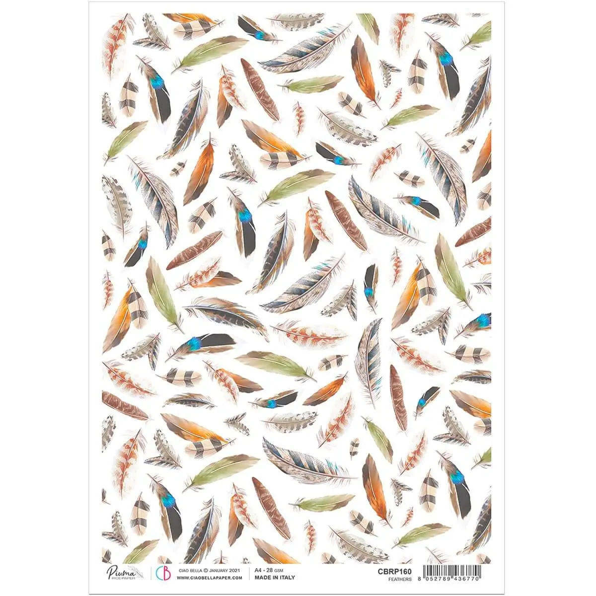 Ciao Bella Rice Paper A4 Feathers 1