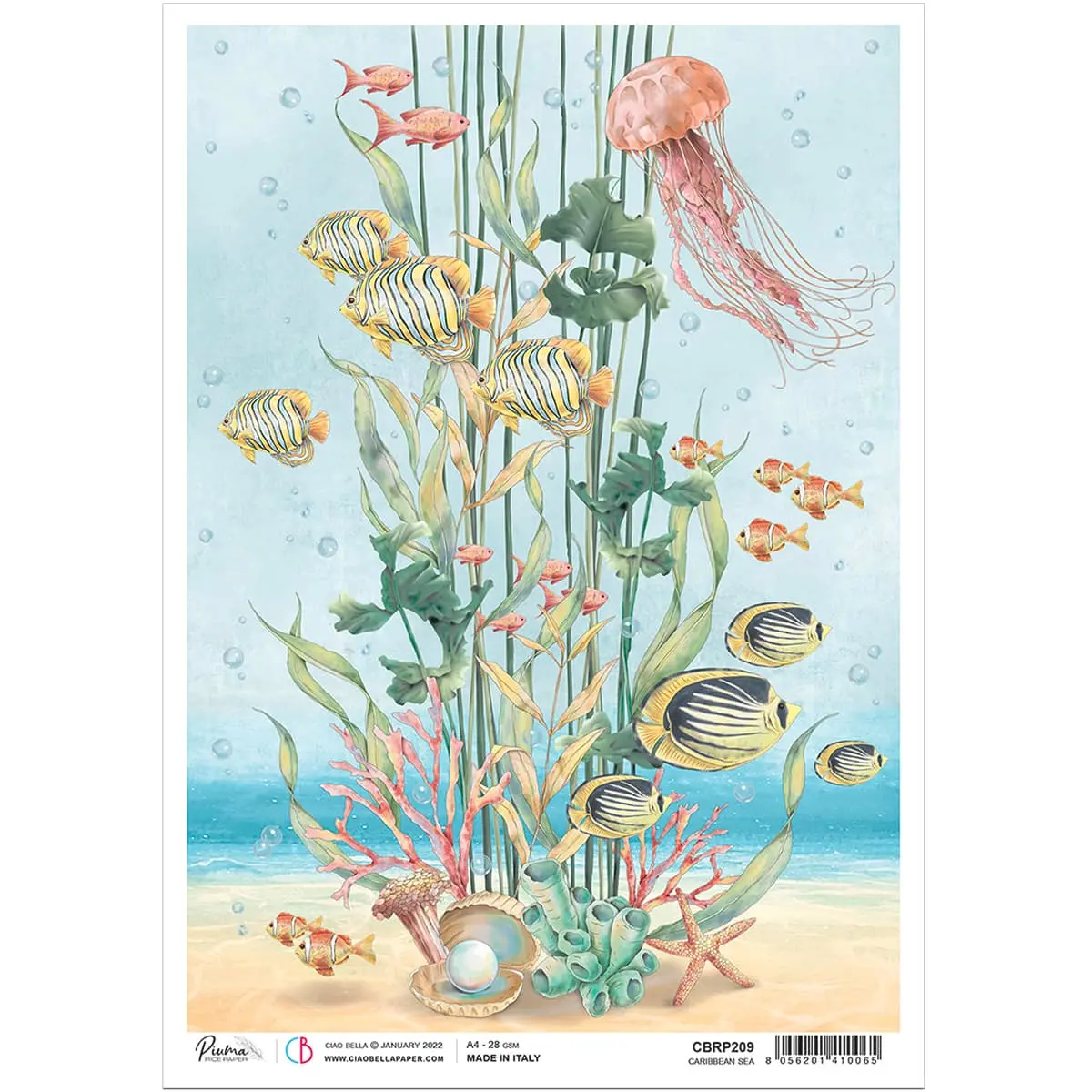 Ciao Bella Rice Paper A4 Caribbean Sea 1