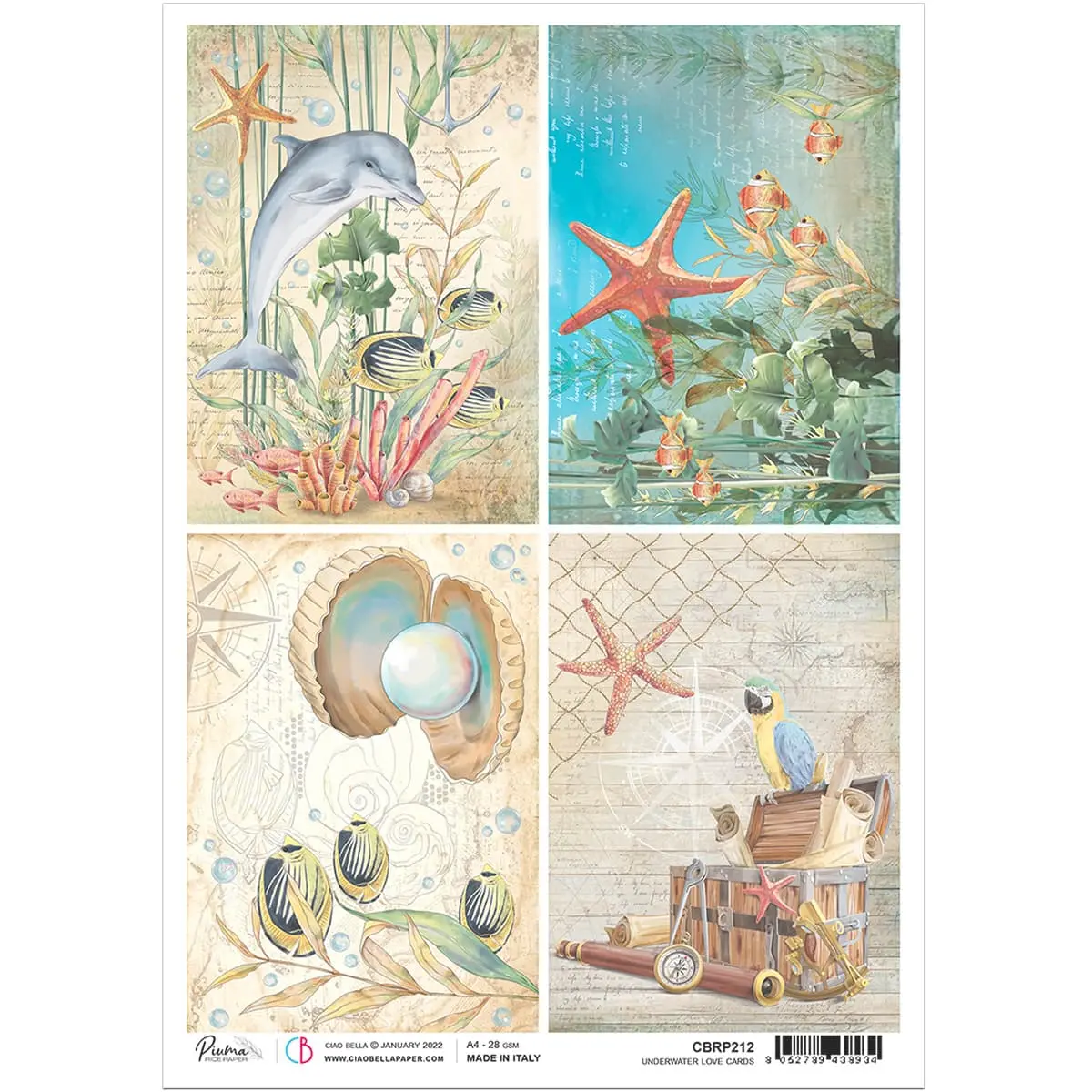 Ciao Bella Rice Paper A4 Underwater Cards 1
