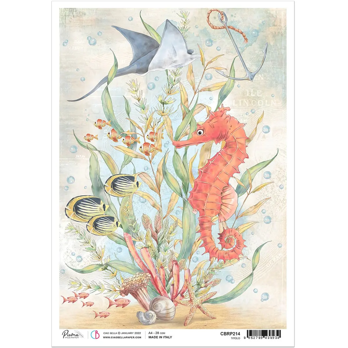 Ciao Bella Rice Paper A4 The Seahorse 1