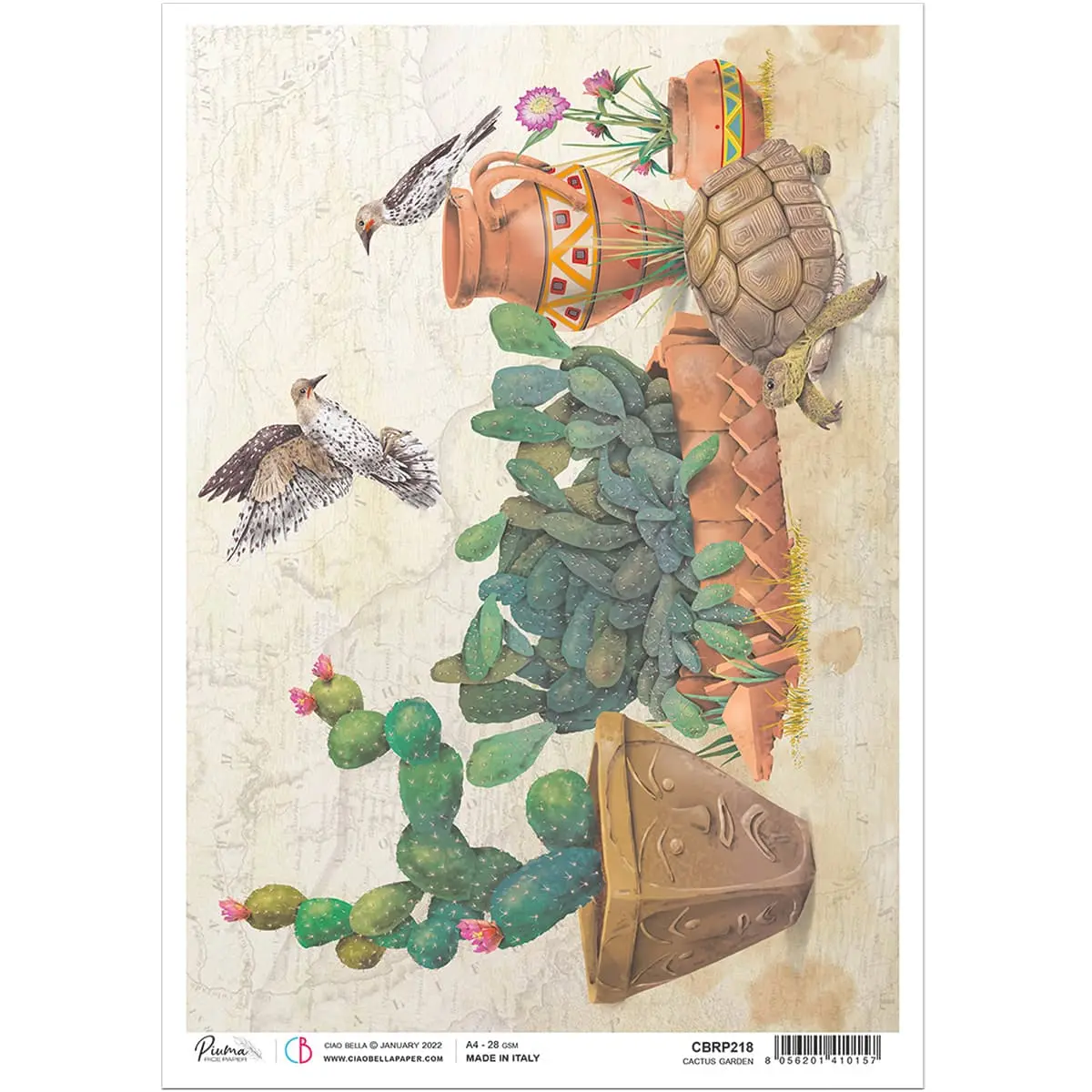 Ciao Bella Rice Paper A4 Cactus Garden 1