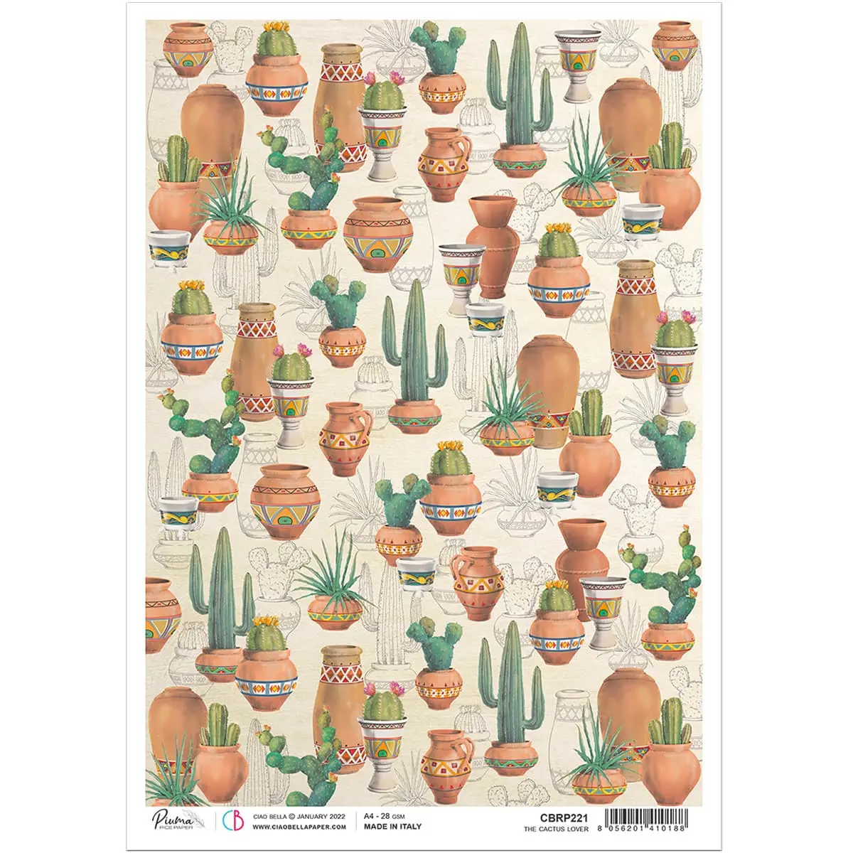 Ciao Bella Rice Paper A4 The Cactus Lover 1