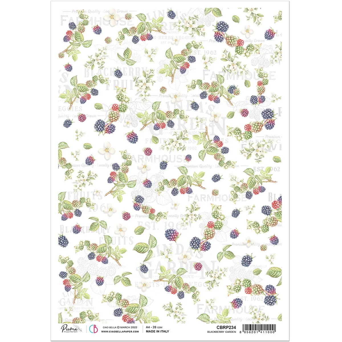 Ciao Bella Rice Paper A4 Blackberry Garden 1